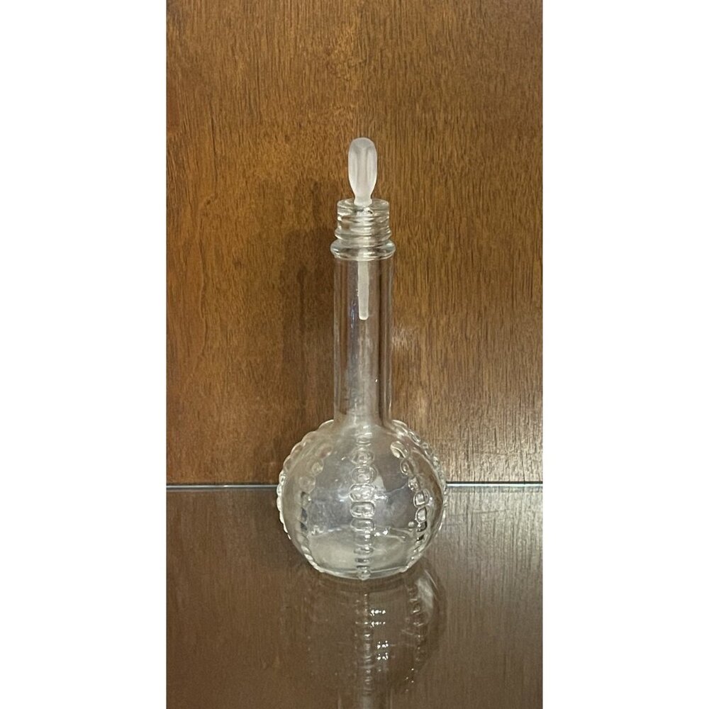 Vintage Lucien Lelong Tailspin Perfume Bottle Hobnail Glass w/ Frosted Dauber
